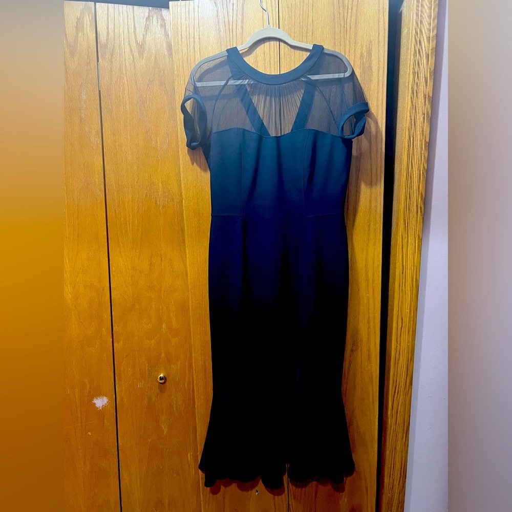 Hi low illusion dress wedding special occasion, party dress in navy 14